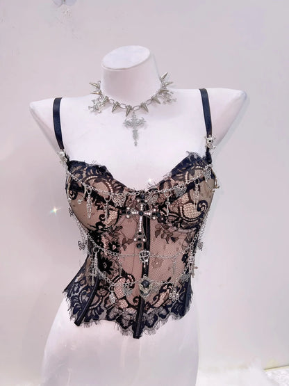 Gothic Y2K Lace Crop Tank