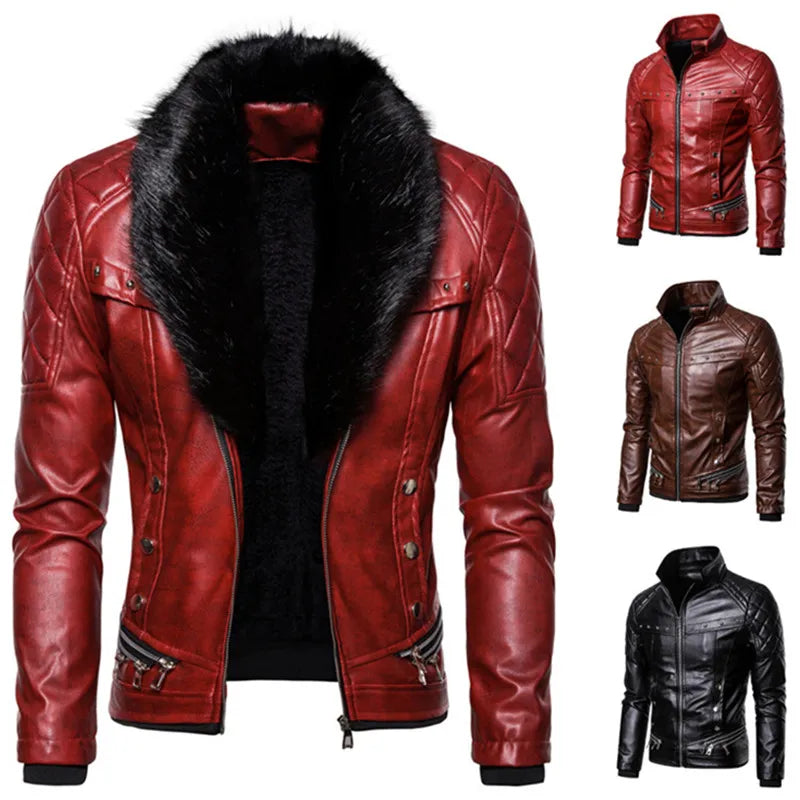 Leather Jacket Men Autumn