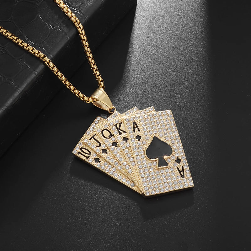 Gold Deck Punk Pendant Necklace for Men