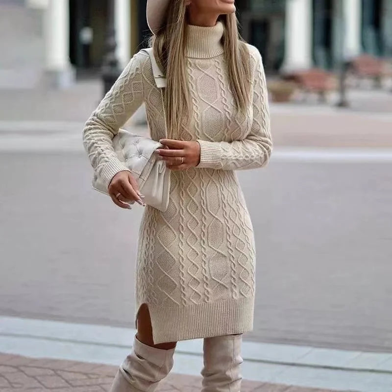 Cozy Elegance: Knit Wrap Dress for Autumn/Winter