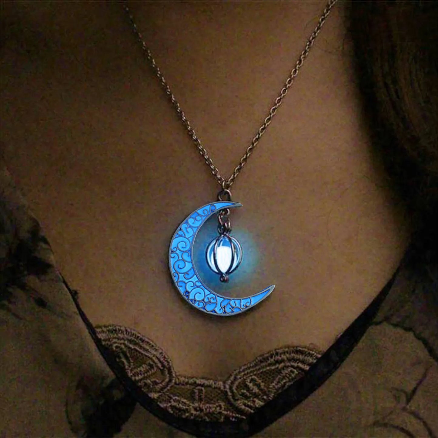GlowMoon Choker: Luminous Pendant for Teens & Women