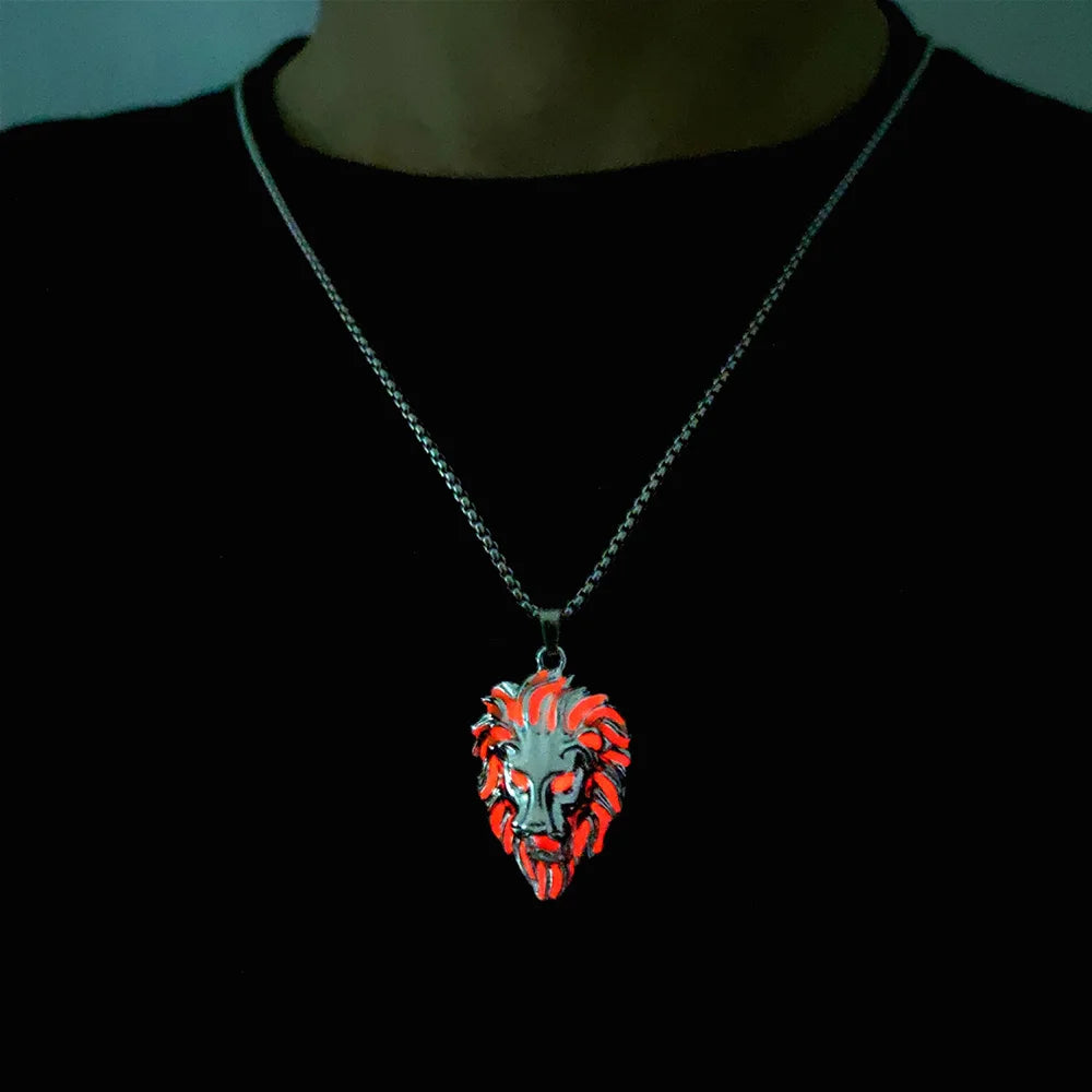 Luminous Lion Head Punk Necklace