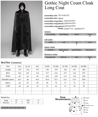 Coats Gothic Night Count Cloak Long Coat