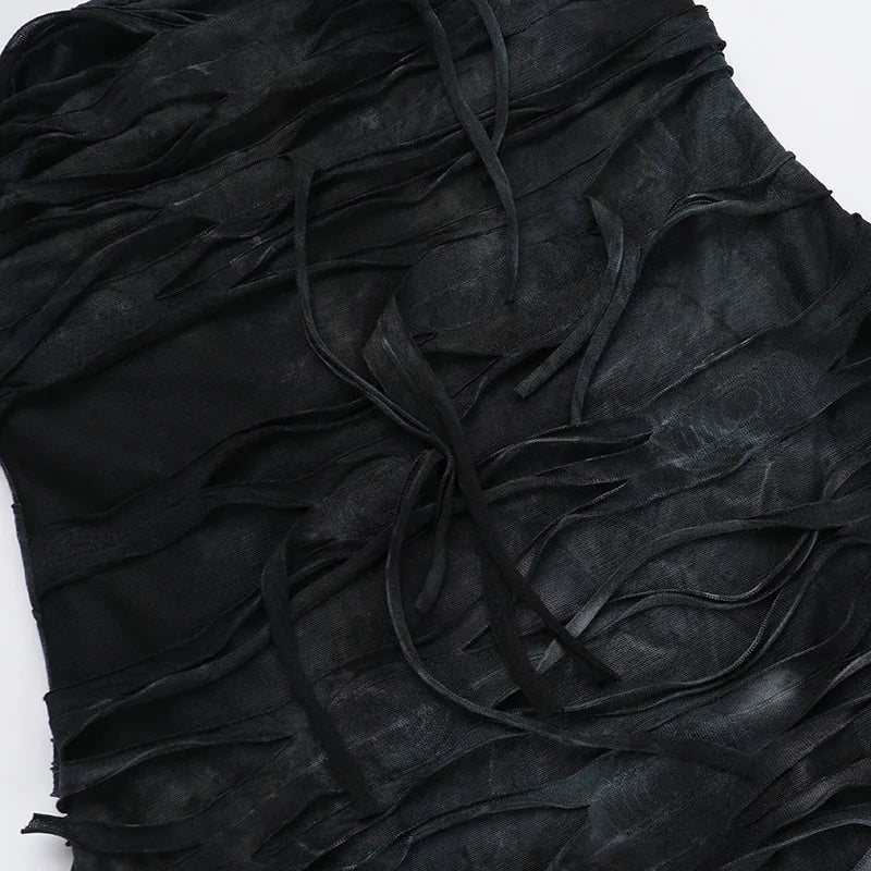 Hole Strapless Grunge Dress
