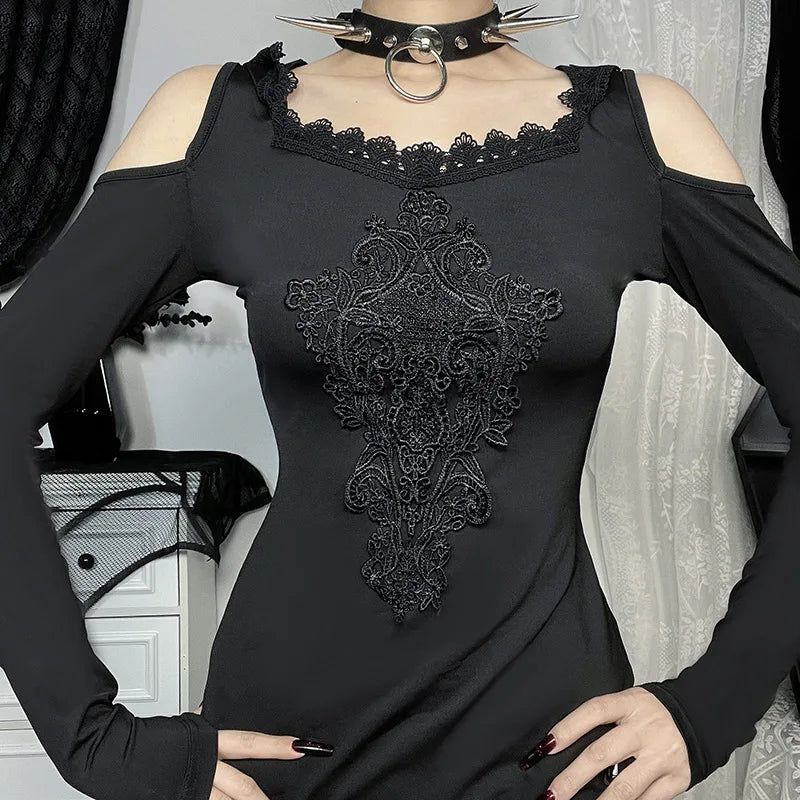 Gothic Velour Hooded Mini Dress