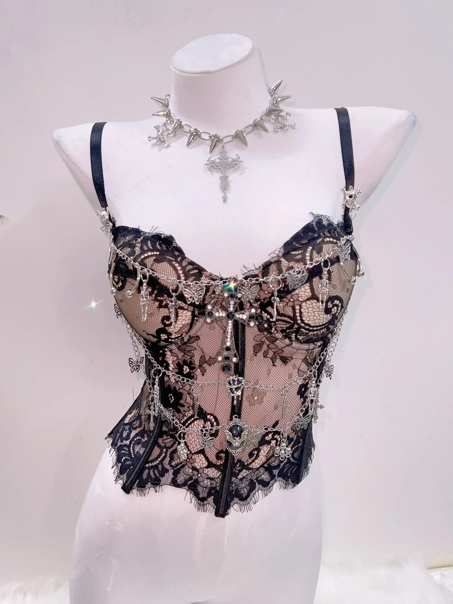 Gothic Y2K Lace Crop Tank