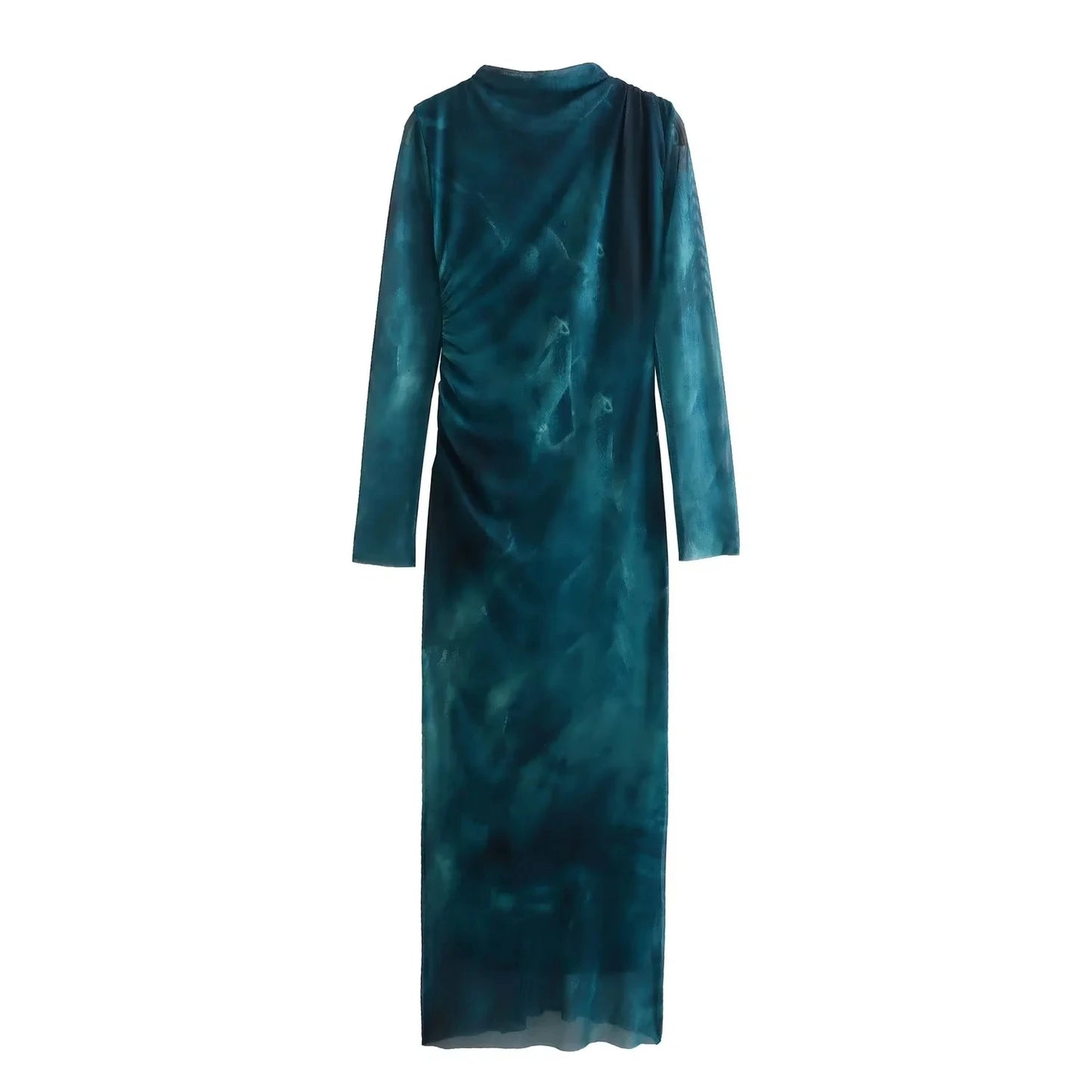 Elegant Print Tulle Midi Dress for Timeless Style
