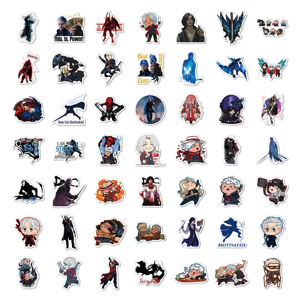 50pcs Game Devil May Cry Demon Hunter Decorative Stickers