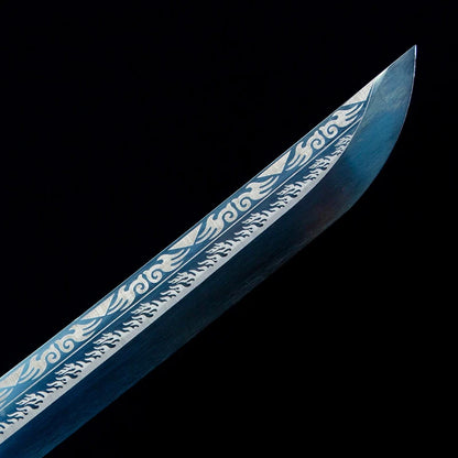 The Hawk's Embrace: Handmade Blue Flame Sword