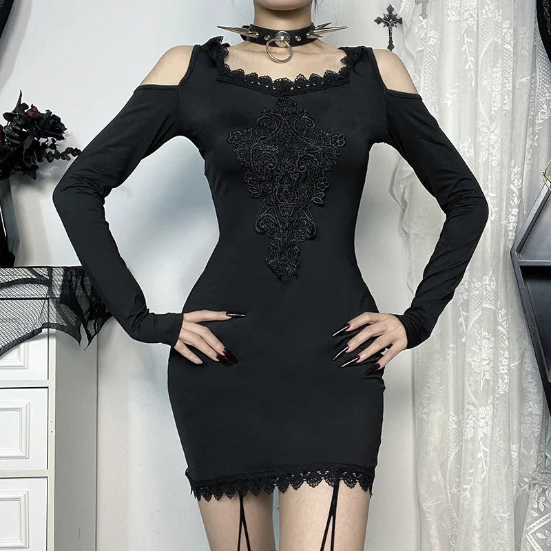 Gothic Velour Hooded Mini Dress