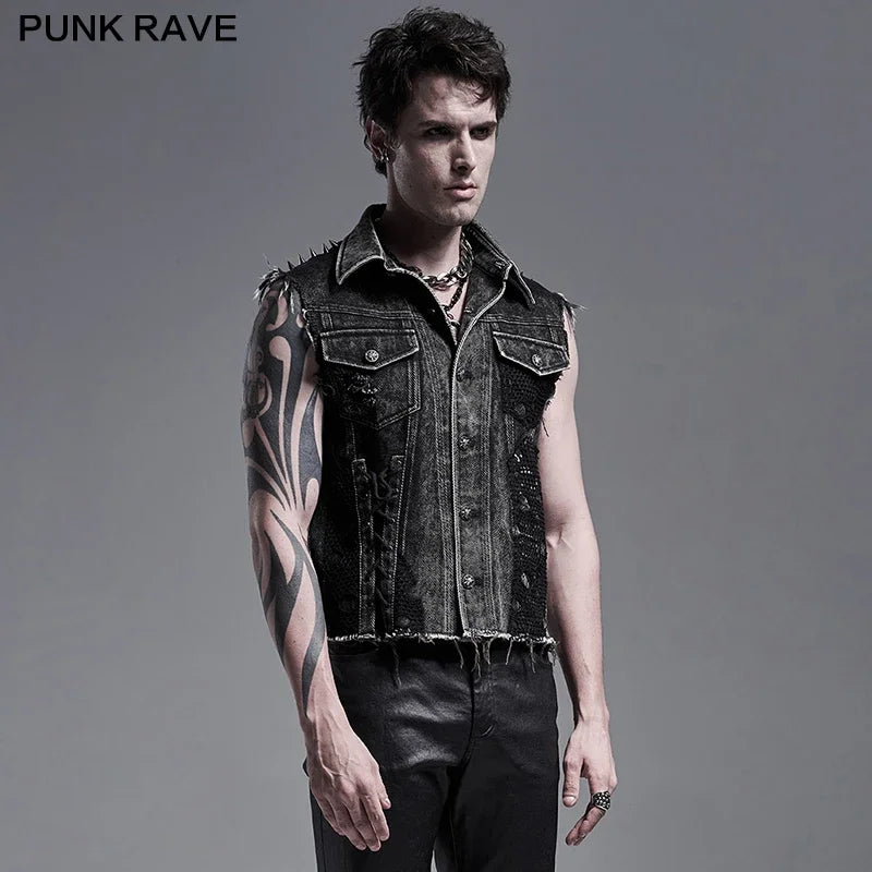 Decayed Streetwear Denim Vest for Aficionados