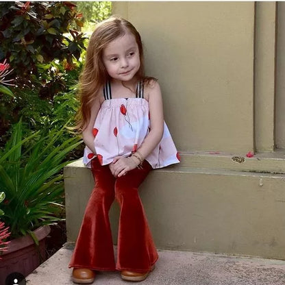 Multicolor Flared Pants Toddler Velvet