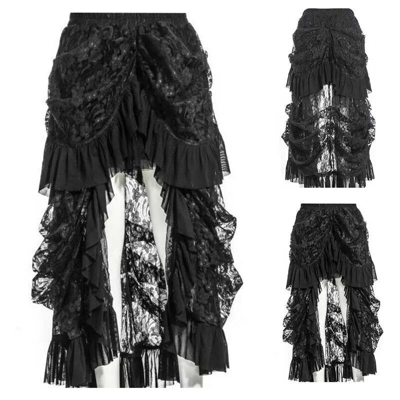 Victorian Steampunk Ruffle Lace Skirt - Gothic Chic