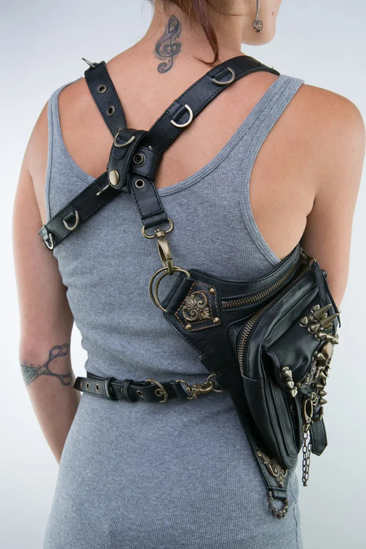 Women's Fanny Pack Steam Punk Waist Leg Hip Belt Messenger