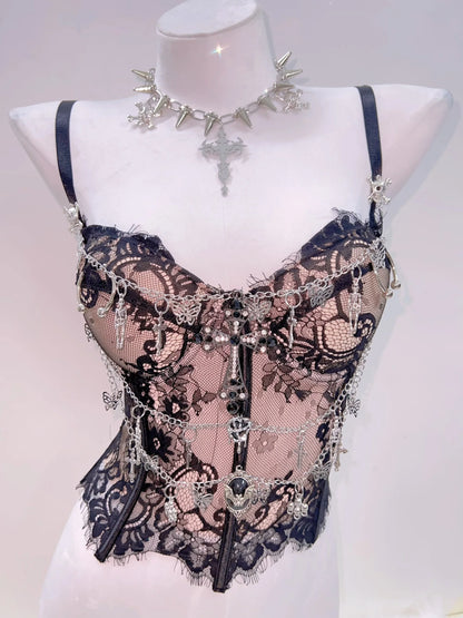 Gothic Y2K Lace Crop Tank