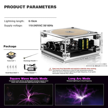 Tesla Coil Arc Plasma Desktop Toy Touchable