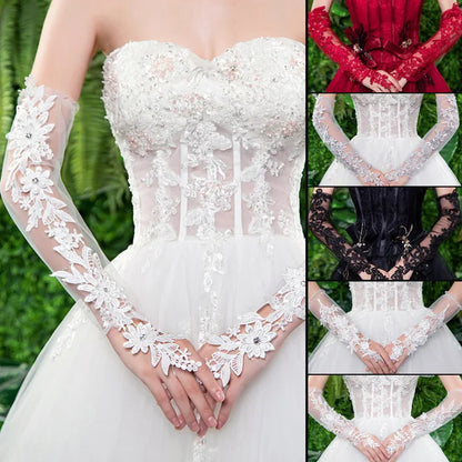 Lace Elbow-Length Fingerless Gloves