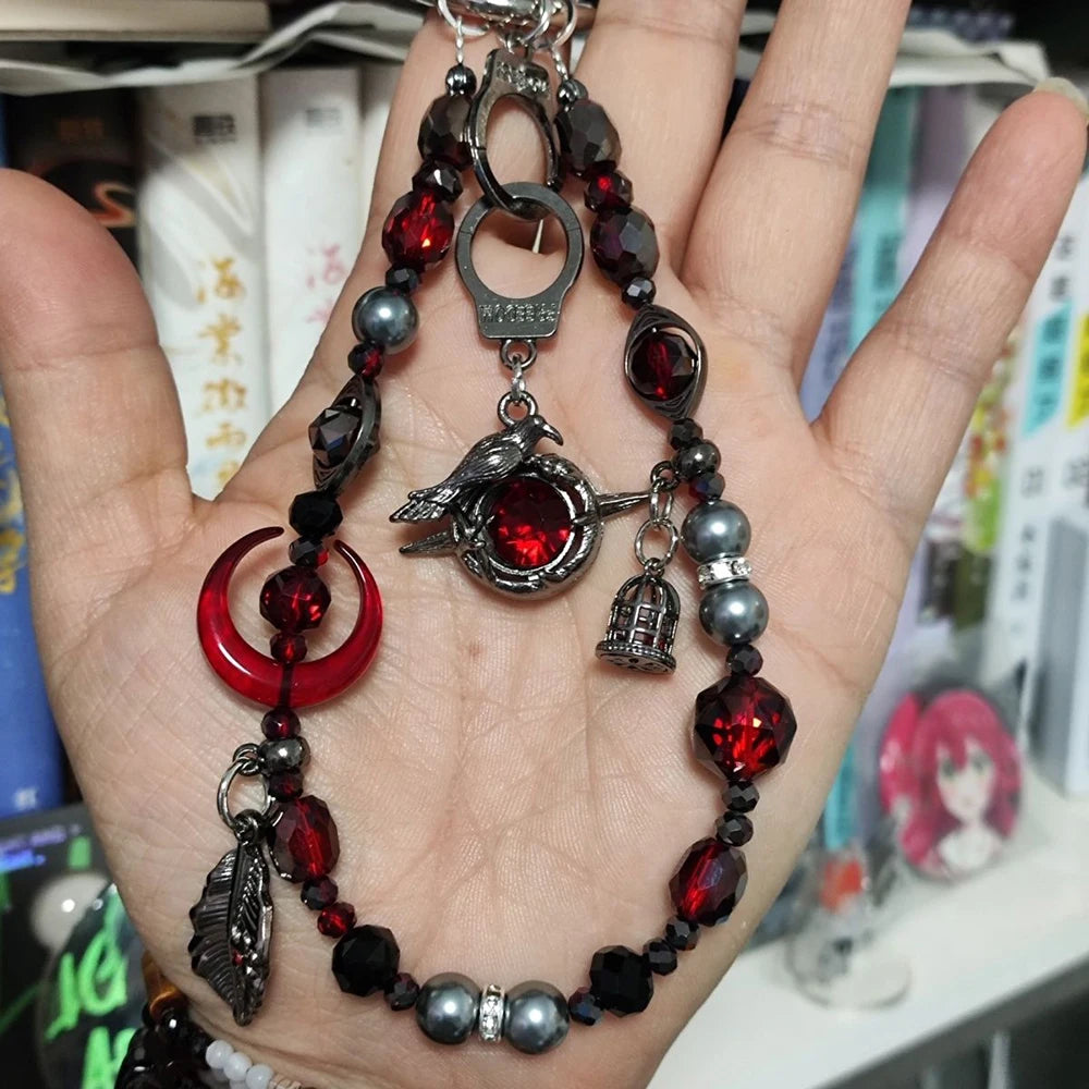 Celestial Love Keychain: Moonlit Anime Pendant