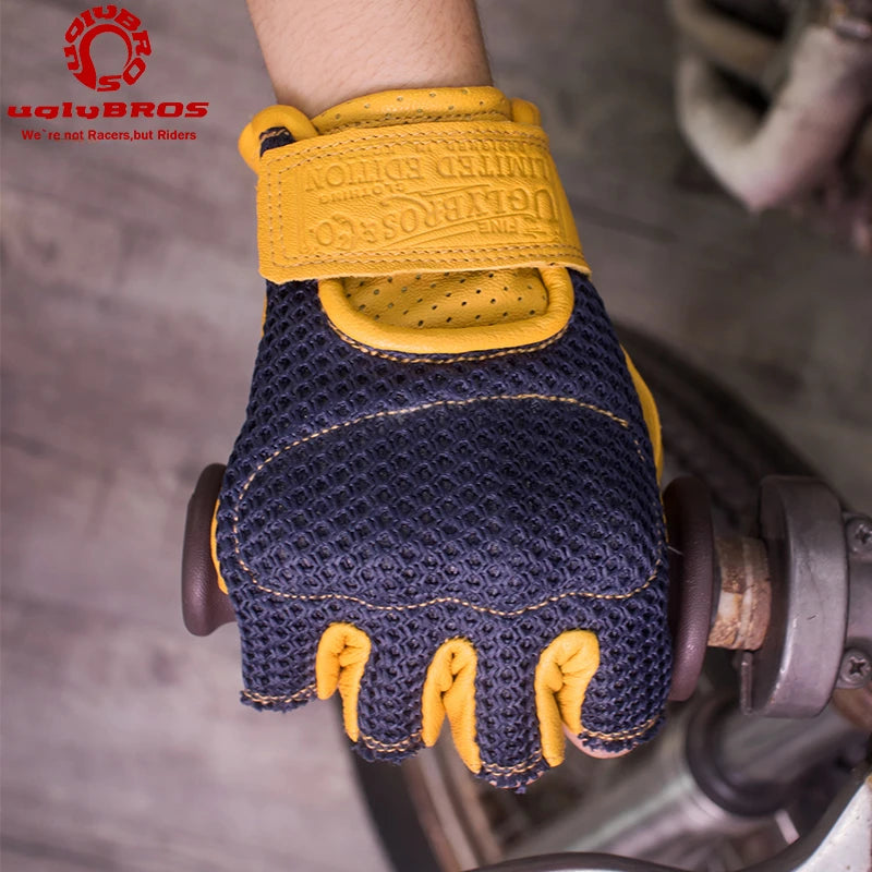 Retro Breeze Half-Finger Motorcycle Gloves