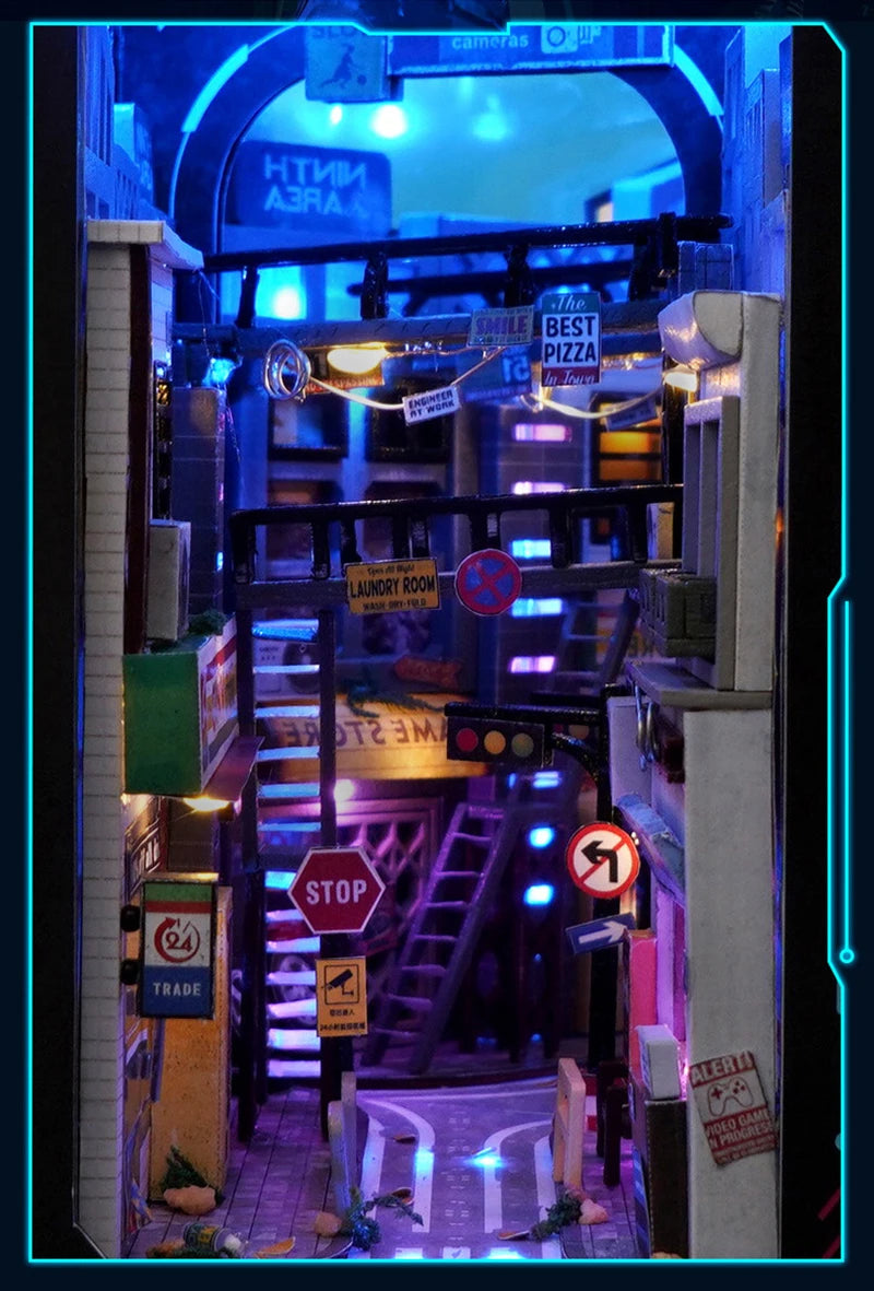 Cyberpunk DIY Book Nook Model Kit for Creative Room