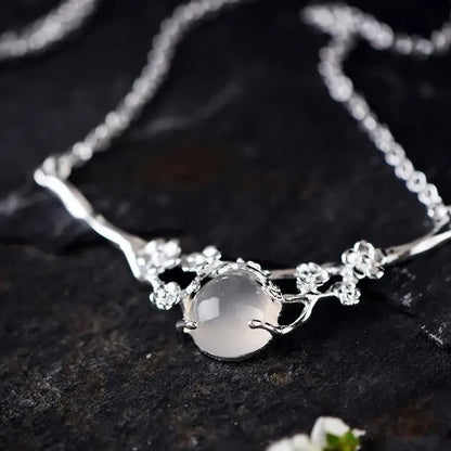 Moonlit Blossom Chalcedony Charm Bracelet