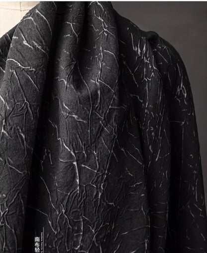 Eco Pleat: Black Nylon-Rayon Fabric for Design Creations