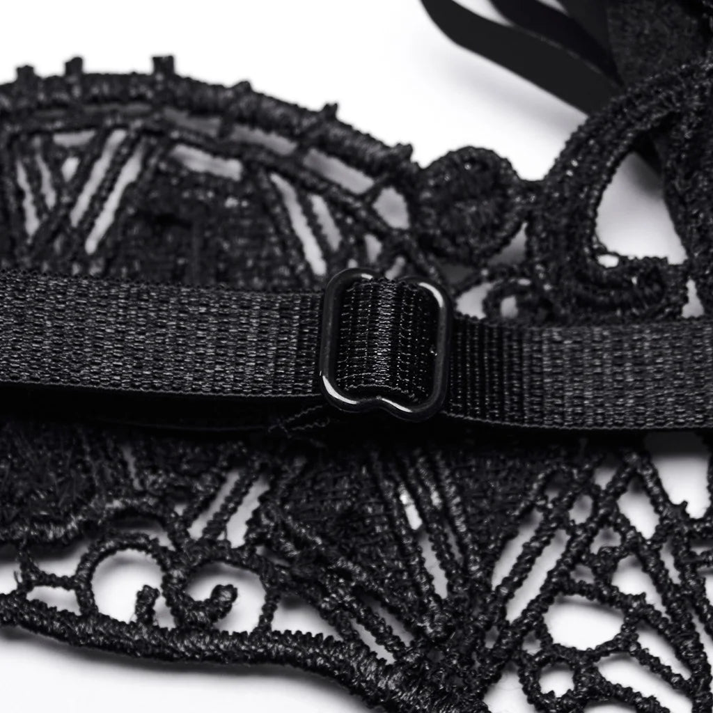 Gothic Fringed Lace Coffin Eye Mask