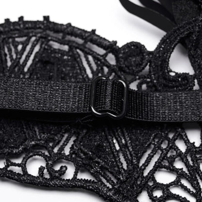 Gothic Fringed Lace Coffin Eye Mask