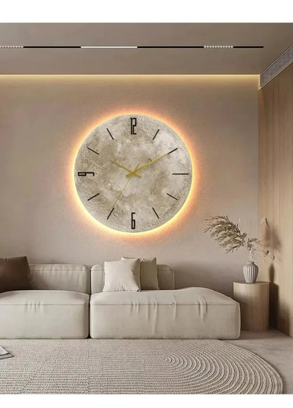 Celestial Sandstone Moon Clock & Light Decor