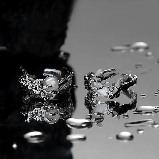 Celestial Trio: Sun, Moon & Stars Textured Ring