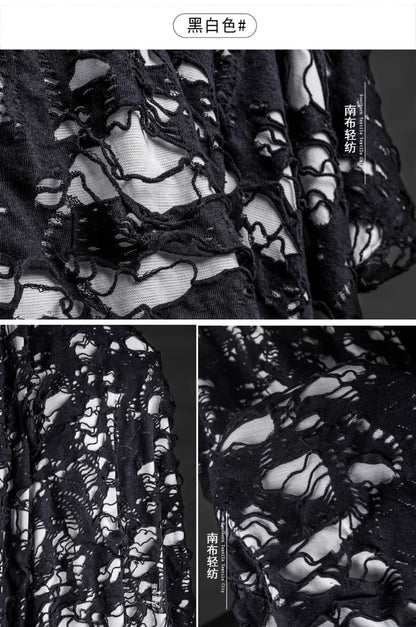 Black Tattered Knit Fabric - Eco-Friendly Textiles