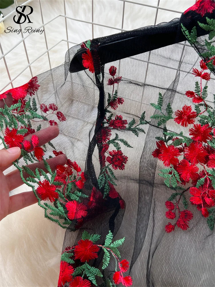 Floral Elegance: Chinese Style Mid-Calf Dress