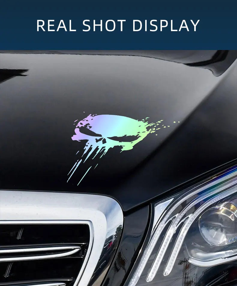 Reflective Skull Decal - Waterproof Motorcycle Accessory