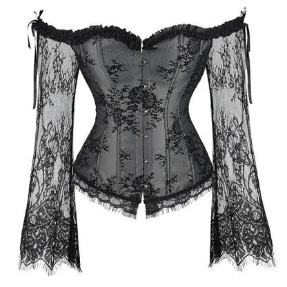 Victorian Lace Sleeve Corset Tops for Bold Elegance