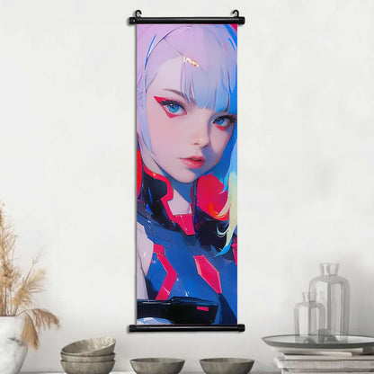 Cyber Rebecca Scroll Canvas: Futuristic Wall Art