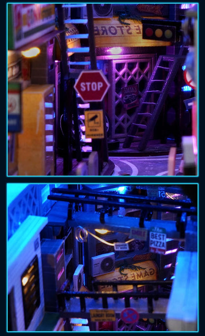 Cyberpunk DIY Book Nook Model Kit for Creative Room