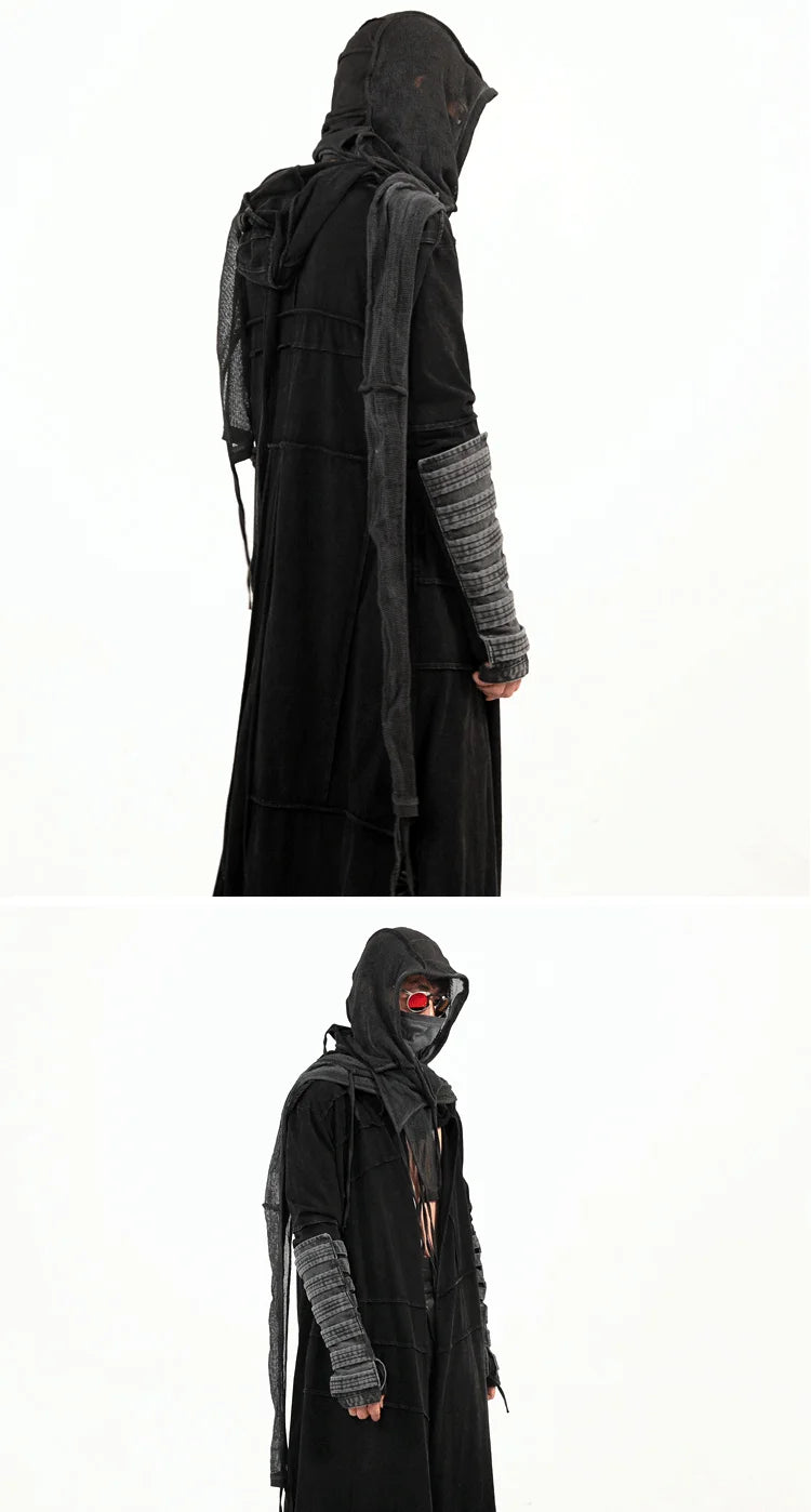 Gothic Vintage Distressed Hooded Cape Windbreaker