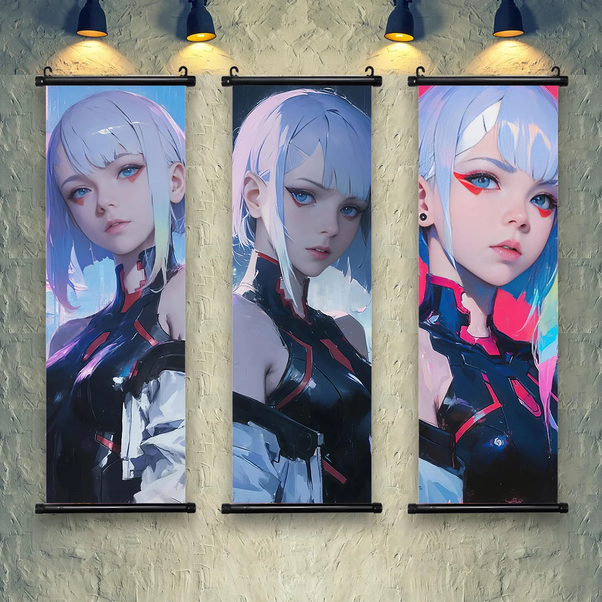Cyber Rebecca Scroll Canvas: Futuristic Wall Art