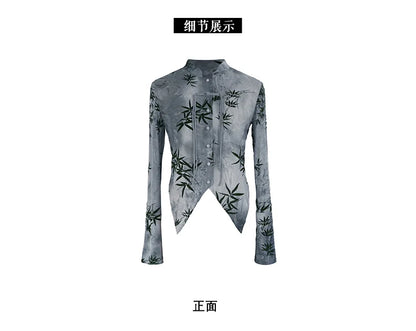 UMI MAO Bamboo Leaf Tie-Dye Spring Shirt