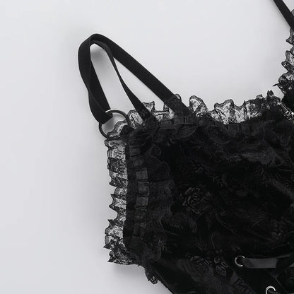 Black Rose Lace-Up Camisole Top