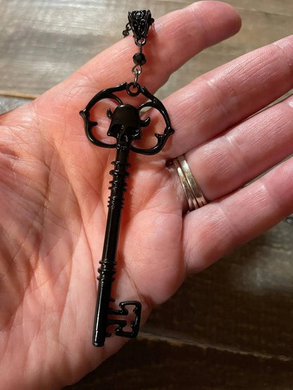 Silver Skeleton Key Pendant Necklace