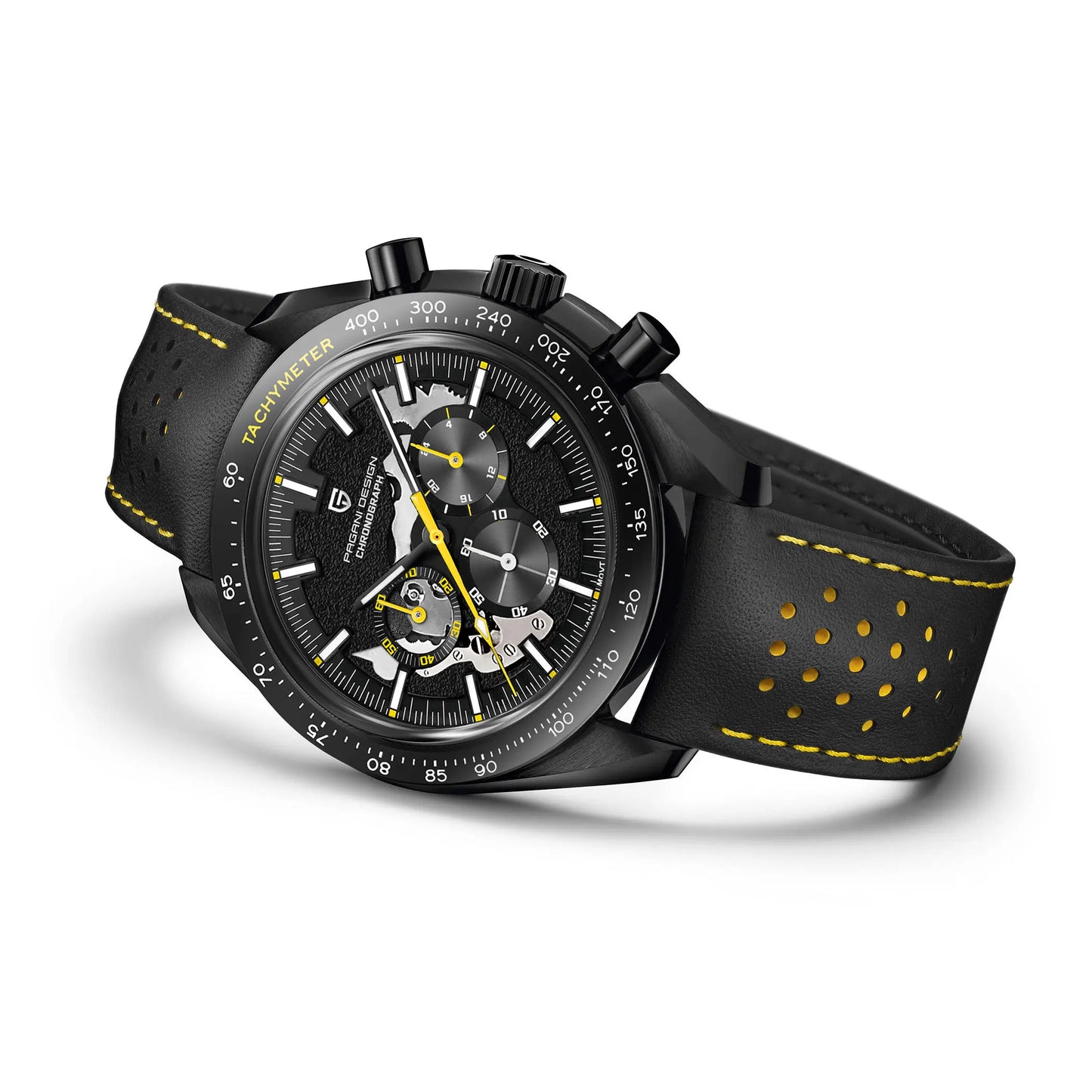 Pagani Moon Black Skeleton Quartz Chrono Watch