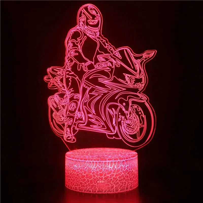 3D Motorcycle Night Light: Kids' LED Bedside Lamp