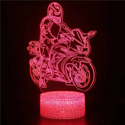 3D Motorcycle Night Light: Kids' LED Bedside Lamp