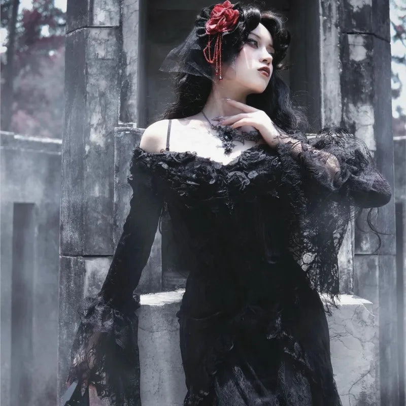 Style Women's Dark Mid-Length Black Dress