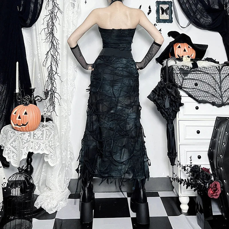 Hole Strapless Grunge Dress