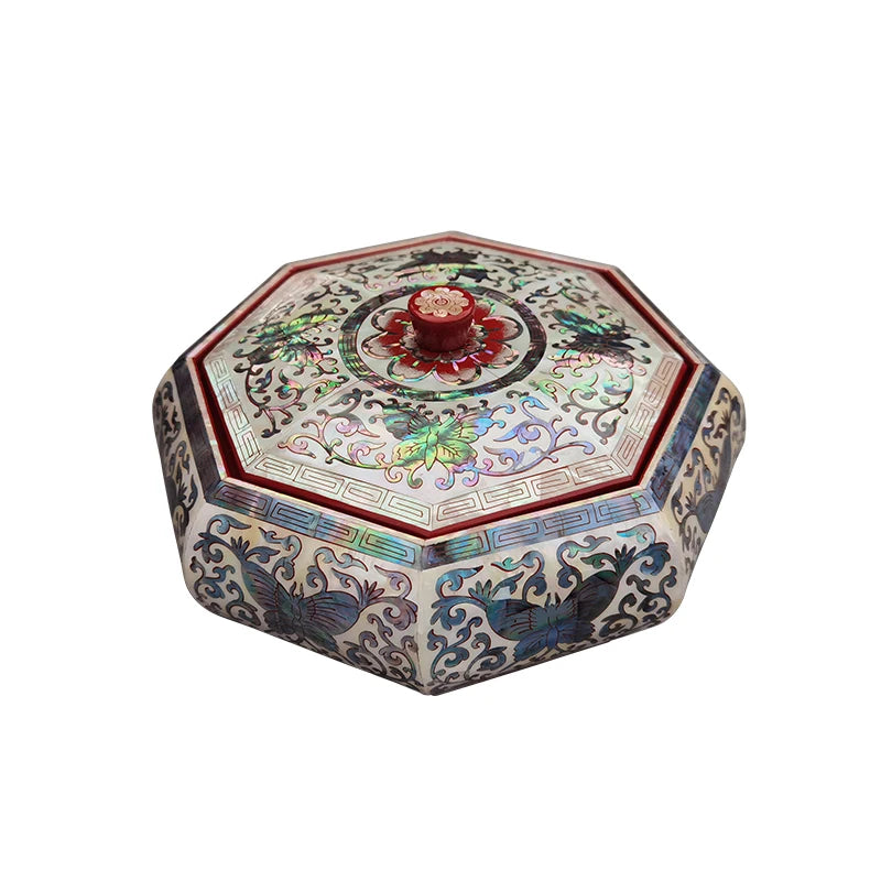 Pearlescent Elegance: Wooden Jewelry Trinket Box