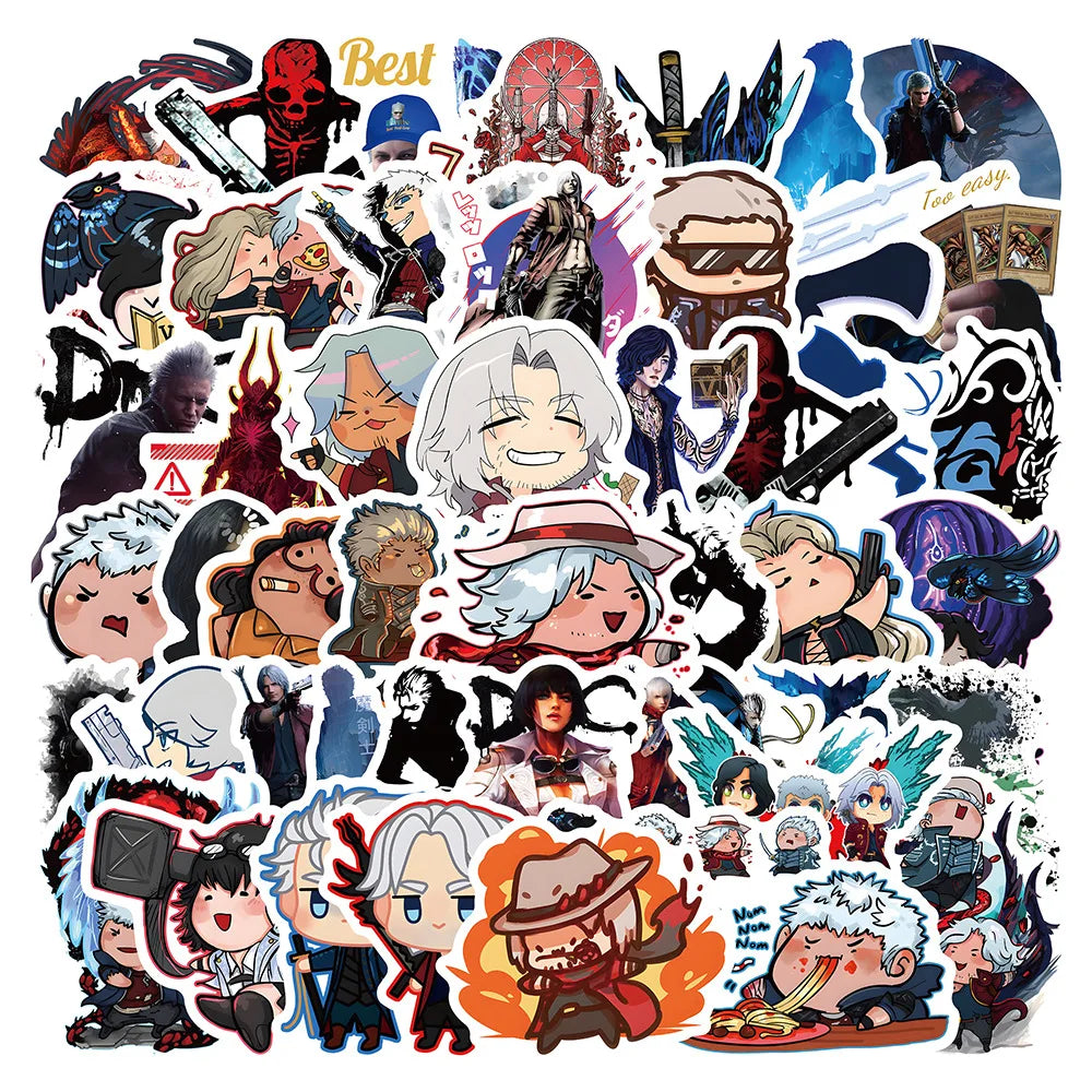 50pcs Game Devil May Cry Demon Hunter Decorative Stickers