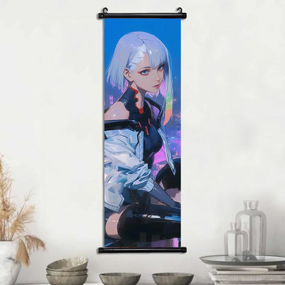 Cyber Rebecca Scroll Canvas: Futuristic Wall Art