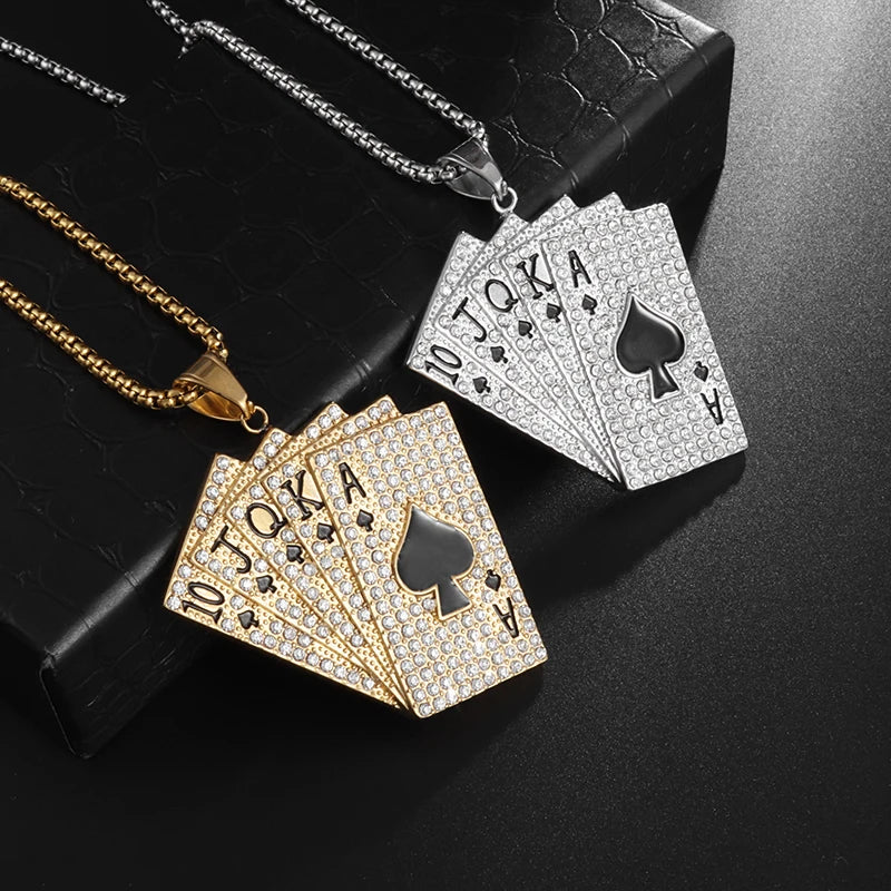Gold Deck Punk Pendant Necklace for Men